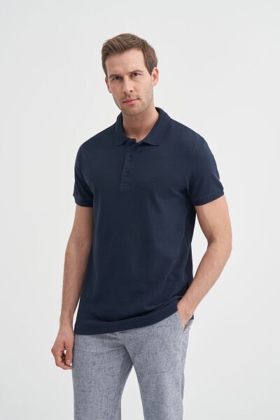 Cazador 25YCEEOB4613 Lacivert Erkek Battal Fit Polo Yaka T-shirt