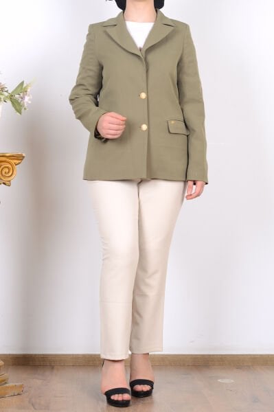 Armine 25KT520 Haki Kadın Astarlı Blazer Ceket