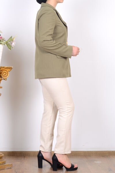 Armine 25KT520 Haki Kadın Astarlı Blazer Ceket