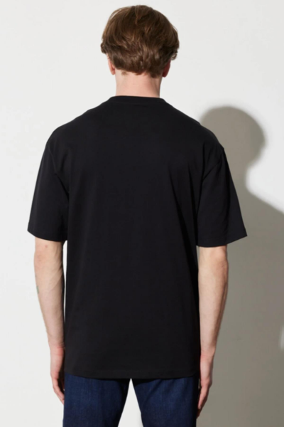 Wrangler W7CBEE100 Siyah Önü Baskılı Bisiklet Yaka Erkek T-shirt
