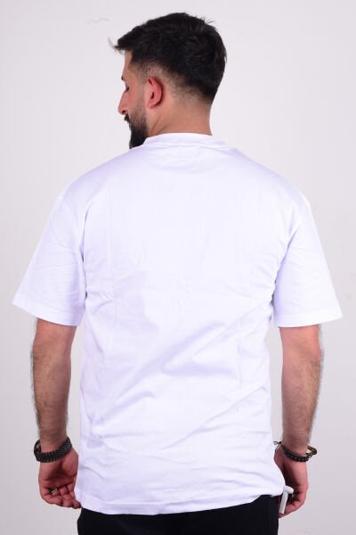 Cazador 24YCEEO04088 Beyaz Erkek Relax Fit Bisiklet Yaka Baskılı Rahat Kesim Tşört
