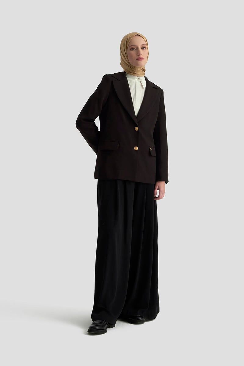 Armine 25KT520 Siyah Kadın Astarlı Blazer Ceket