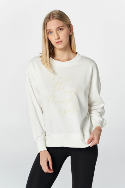 Hummel 921655-9003 Beyaz Önü Yazılı Bisiklet Yaka Kadın Sweat