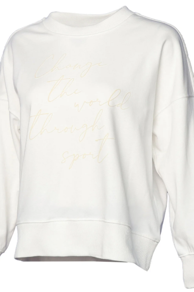 Hummel 921655-9003 Beyaz Önü Yazılı Bisiklet Yaka Kadın Sweat