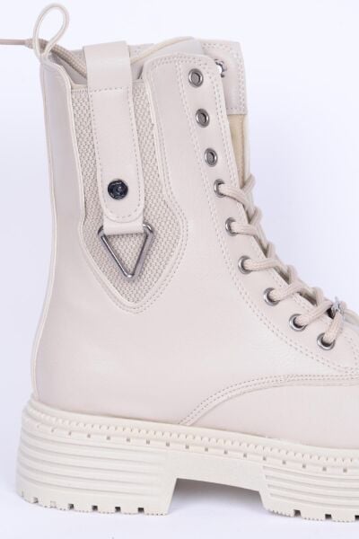 Pierre Cardin 52417 Krem Fermuarlı Kadın Bot