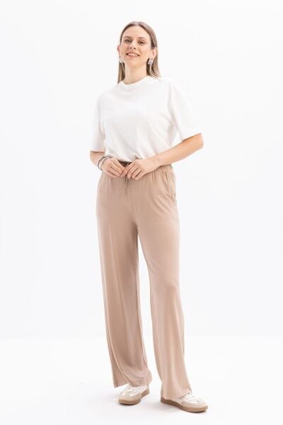 Allday S77128A0 Vizon Kadın Beli Lastikli Geniş Paça Pantolon