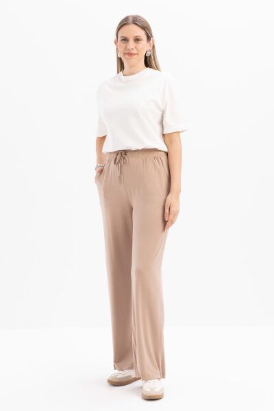 Allday S77128A0 Vizon Kadın Beli Lastikli Geniş Paça Pantolon