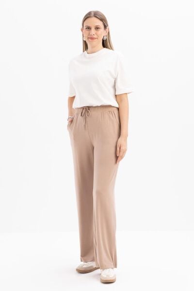 Allday S77128A0 Vizon Kadın Beli Lastikli Geniş Paça Pantolon