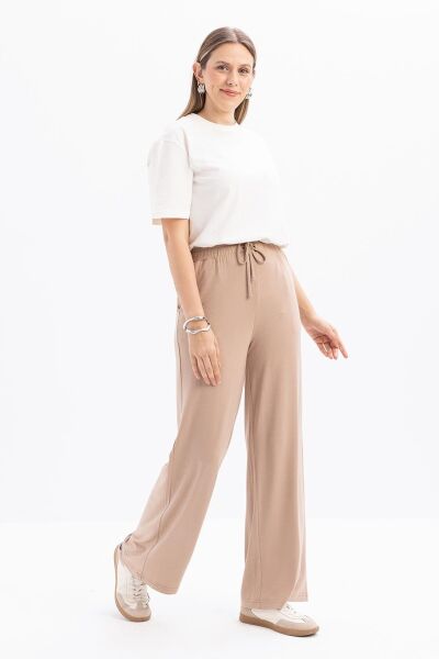 Allday S77128A0 Vizon Kadın Beli Lastikli Geniş Paça Pantolon