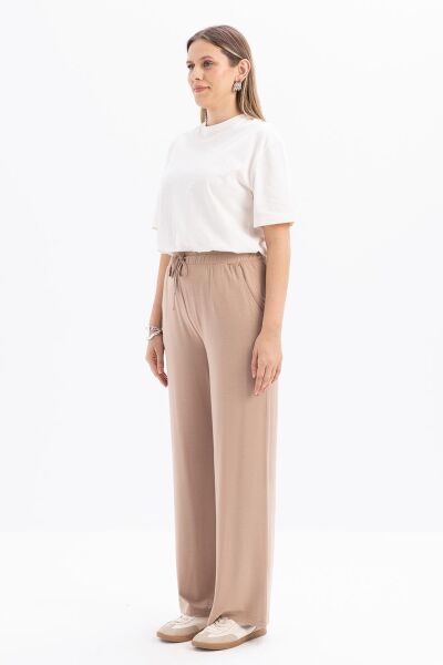 Allday S77128A0 Vizon Kadın Beli Lastikli Geniş Paça Pantolon