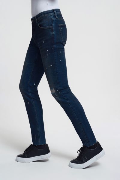 Loft 2033755 Mavi Erkek Ricardo Slim Fit Normal Bel Daralan Paça Yırtık Boya Detaylı Kot Pantolon