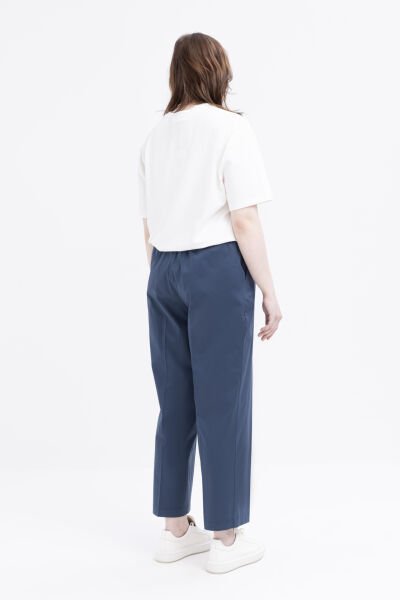 Allday B77126A9 İndigo Kadın Beli Lastikli Havuç Pantolon