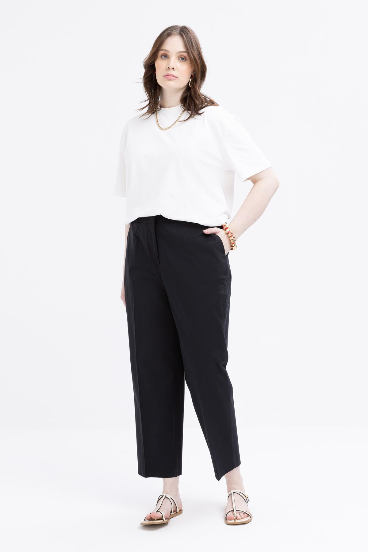 Allday B77126A9 Siyah Kadın Beli Lastikli Havuç Pantolon