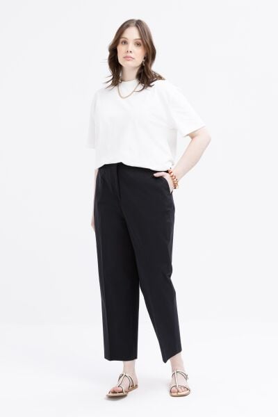 Allday B77126A9 Siyah Kadın Beli Lastikli Havuç Pantolon