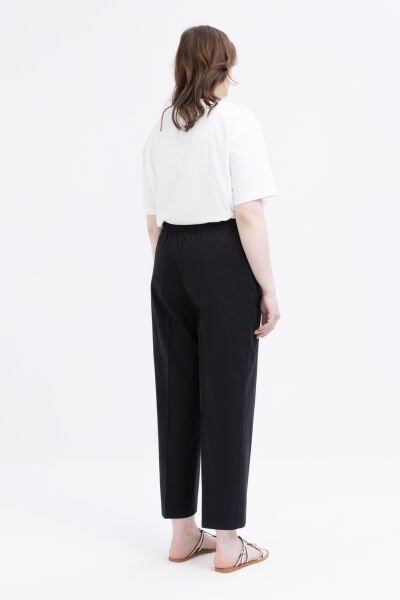 Allday B77126A9 Siyah Kadın Beli Lastikli Havuç Pantolon