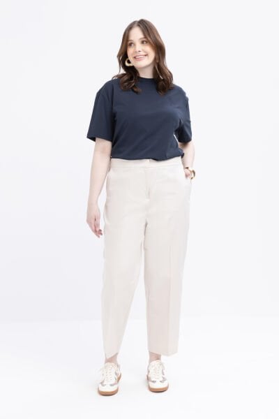 Allday B77126A9 Taş Kadın Beli Lastikli Havuç Pantolon