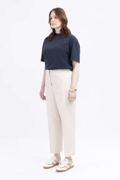 Allday B77126A9 Taş Kadın Beli Lastikli Havuç Pantolon