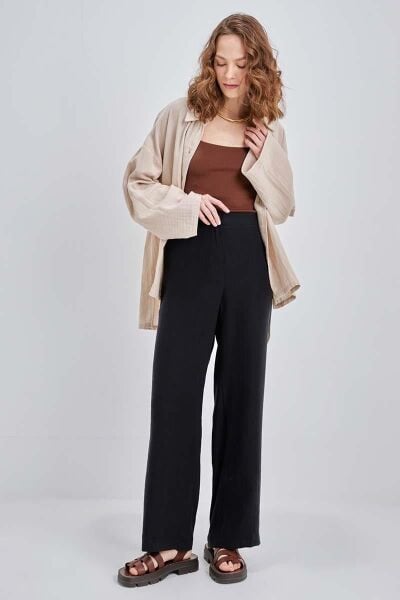 Allday 24DS77098AL0 Siyah Kadın Yandan Cepli Boru Paça Pantolon