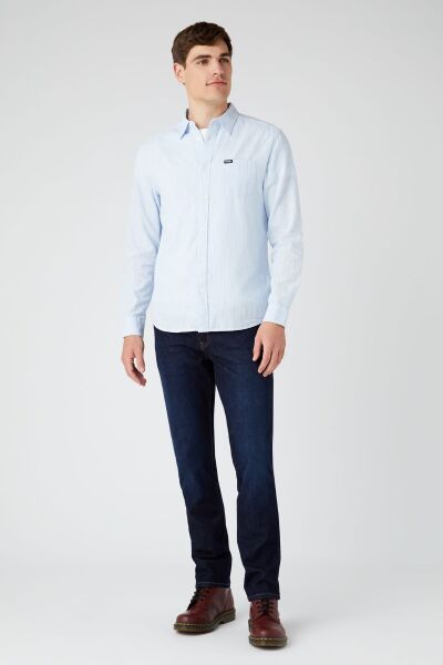 Wrangler W12SAO990 Texas Silim Mavi Erkek Geniş Bel Geniş Paça Özel Seri Kot Pantalon