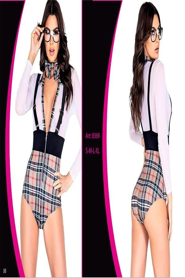 For Dreams 8369  Kadın Vizon Ekose Fantezi Gecelik