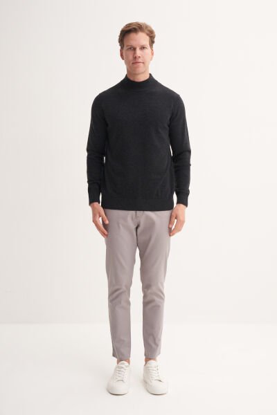 Cazador 33255 Siyah Erkek Yarım Balıkçı Yaka Yün Karışımlı Triko Kazak