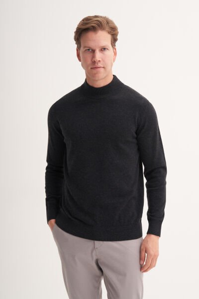 Cazador 33255 Siyah Erkek Yarım Balıkçı Yaka Yün Karışımlı Triko Kazak