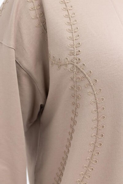 Allday S50257A9 Vizon Kadın Nakışlı Bisiklet Yaka Tunik