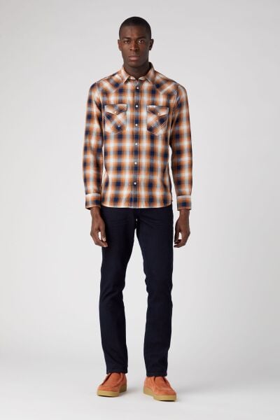 Wrangler W12SMI375 Texas Slim Koyu Mavi Erkek Normal Bel Normal Paça Kot Pantalon