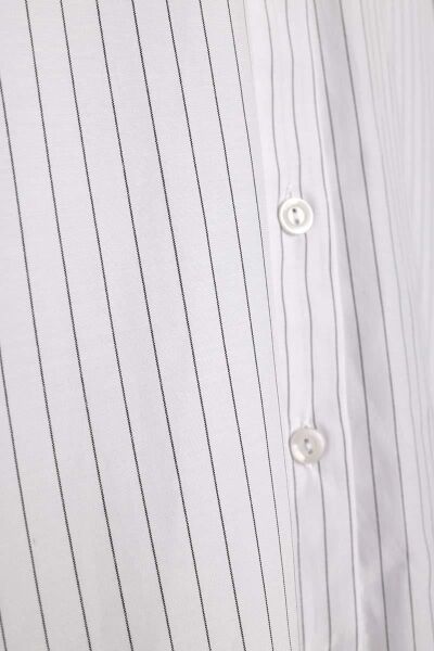 Allday 24DS51253AL0 Beyaz Kadın Pamuklu Çizgili Poplin Gömlek Tunik