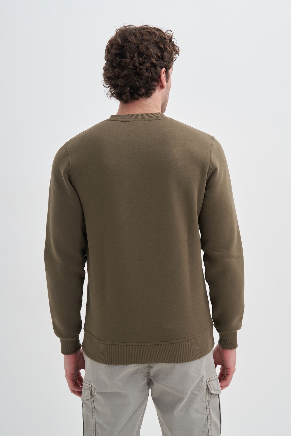 Cazador 24KCEEO05131 Haki Erkek Bisiklet Yaka Resim Dekorlu Üç İplik Sweat