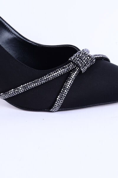 Ayakmod 312099 Derl Taş İpili Detaylı Normal Taban Topuklu Siyah Günlük Abiye Ayakkabı