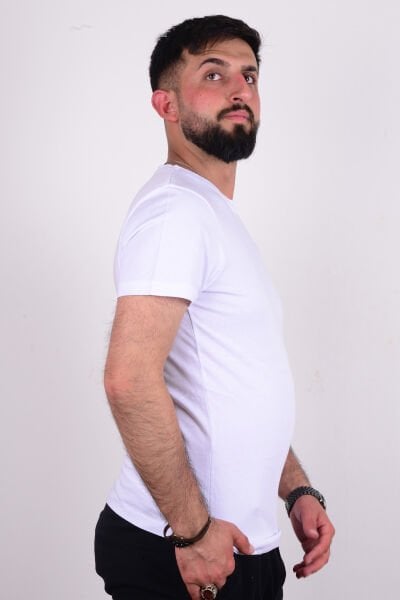 Cazador 24YCEEO04274 Beyaz Erkek Slim Fit Bisiklet Yaka Baskılı Tşört