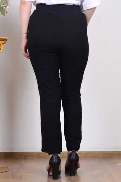 Armine 25KT205 Siyah Kadın Beli Lasrikli Havuç Kesim Kumaş Pantolon