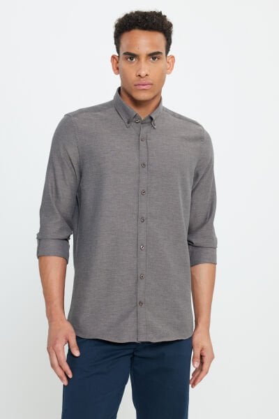 Altınyıldız ACE202510303 Kahverengi Erkek Silim Fİt Par Dy Coul Gömlek