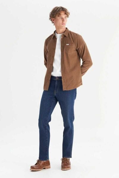 Wrangler MW5A14A211 Camel Erkek Tek Cepli Regular Fit Kadife Gömlek