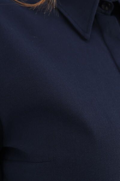 Allday BDX51007K Lacivert Kadın Gizli Düğme Detaylı Uzun Gömlek