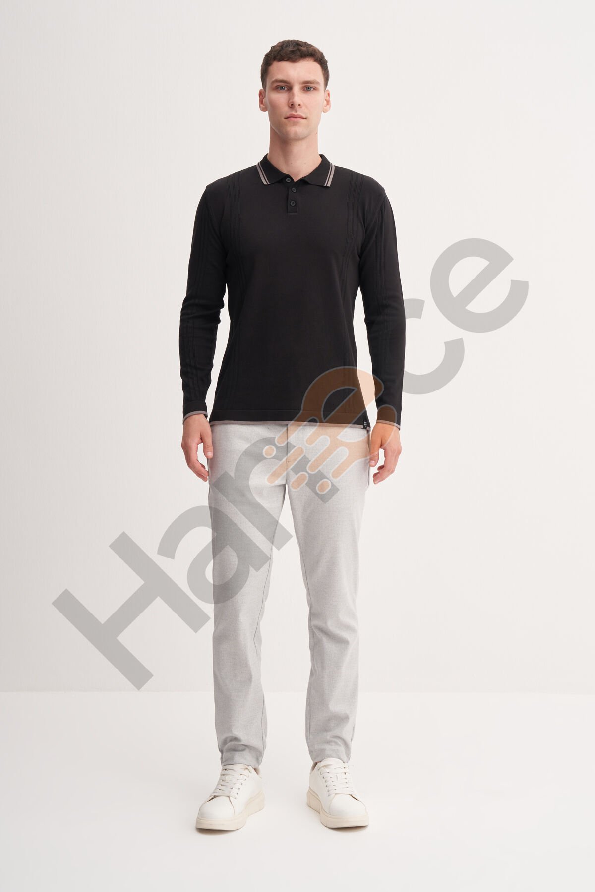 Cazador 33035 Siyah Erkek Polo Yaka Triko Kazak