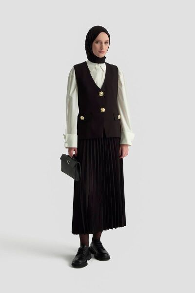 Armine 25KT643 Siyah Kadın Yelekli Tesettür Takım