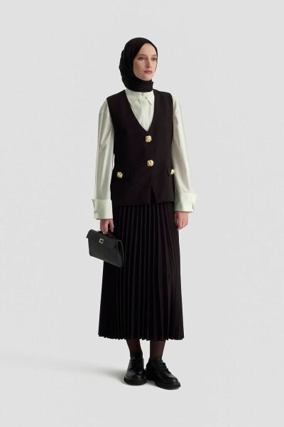 Armine 25KT643 Siyah Kadın Yelekli Tesettür Takım