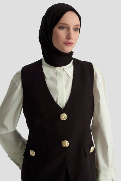 Armine 25KT643 Siyah Kadın Yelekli Tesettür Takım