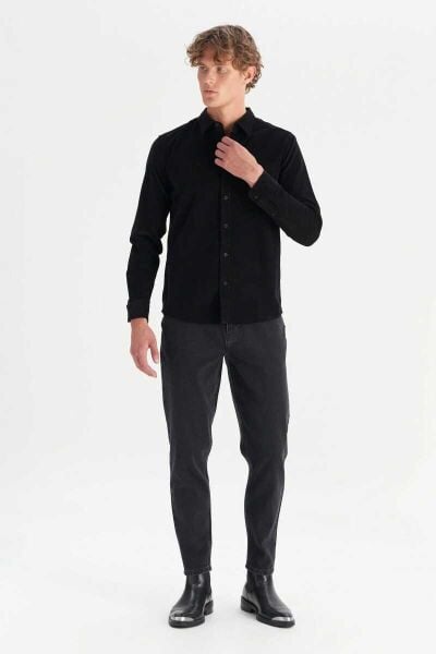 Wrangler MW5A14A100 Siyah Erkek Tek Cepli Regular Fit Kadife Gömlek