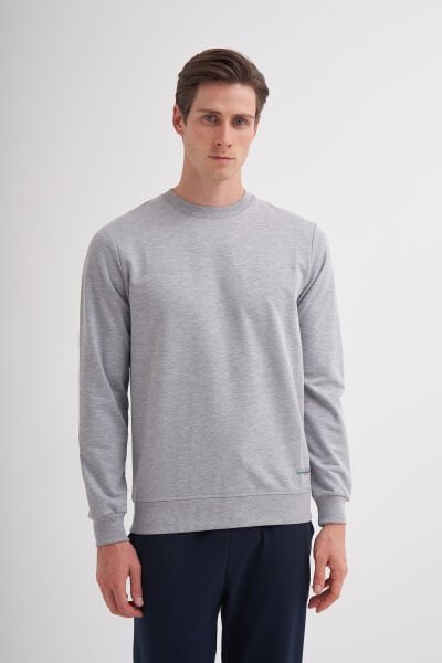 Cazador 24KCEEO05191 Gri Melanj Bisiklet Yaka Erkek Sweat