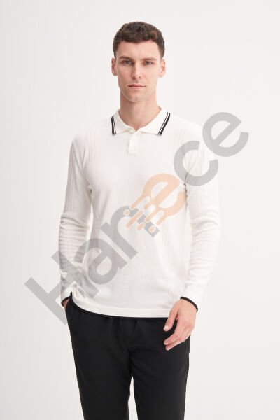 Cazador 33035 Ekru Erkek Polo Yaka Triko Kazak