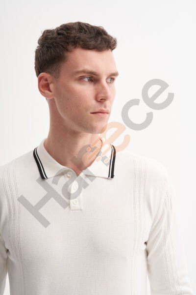 Cazador 33035 Ekru Erkek Polo Yaka Triko Kazak