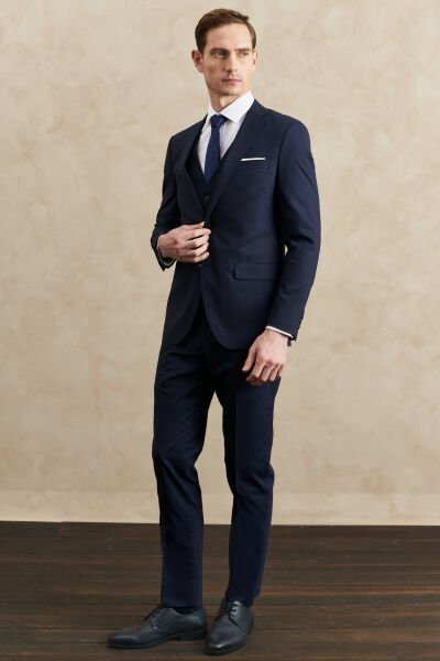 Altınyıldız 4A3110000004 Lacivert Yelekli Silim Fit Taylon Takım Elbise