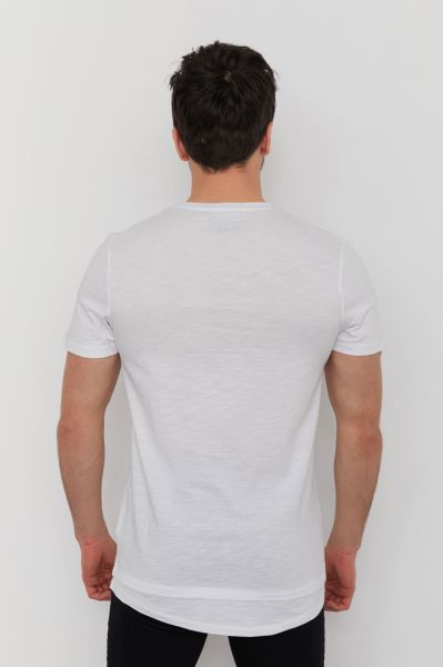 Cazador 23YCEEO04064 Erkek Beyaz Baskılı Bisiklet Yaka T-Shirt