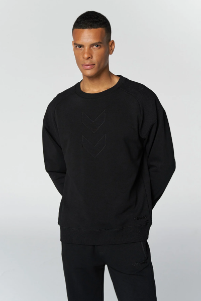 Hummel 921675-2001 Siyah Hummel Amblem Baskılı Bisiklet Yaka Erkek Sweat