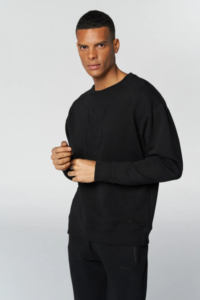 Hummel 921675-2001 Siyah Hummel Amblem Baskılı Bisiklet Yaka Erkek Sweat