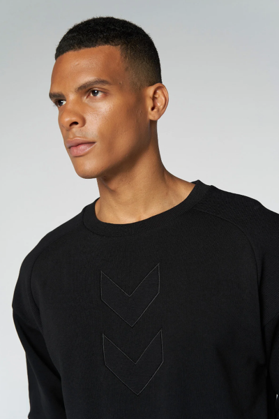 Hummel 921675-2001 Siyah Hummel Amblem Baskılı Bisiklet Yaka Erkek Sweat