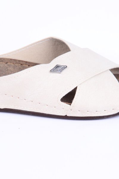 Ayakmod 08-086 Deri Rahat Taban Jelli Bej Günlük Kadın Terlik